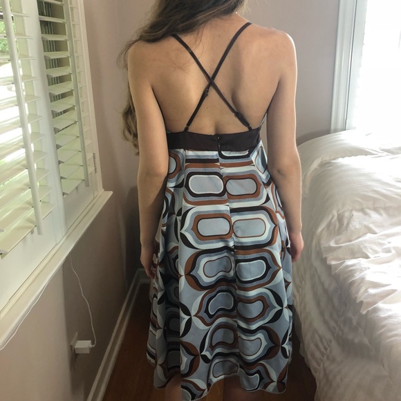 2 LEFT XS & S Boho Chic Blue & Brown Mini Dress - Picture 4 of 4